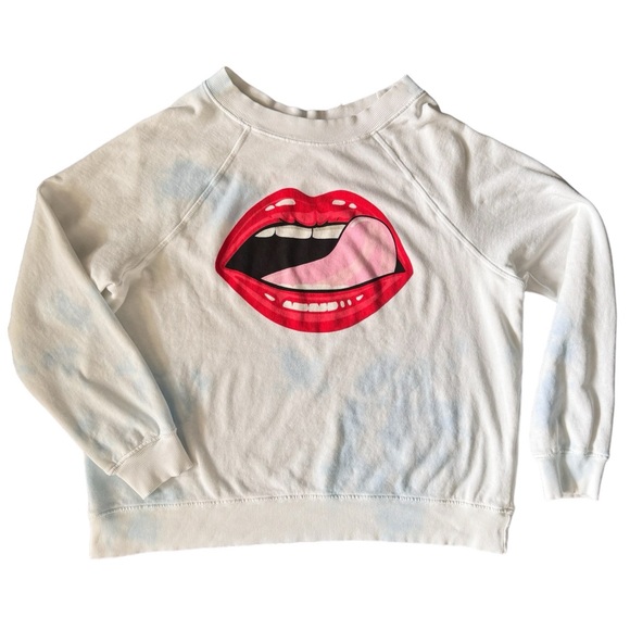 Wildfox Lips Licking Tye Dye Jumper Sweatshirt Pullover Size Small - Picture 2 of 10